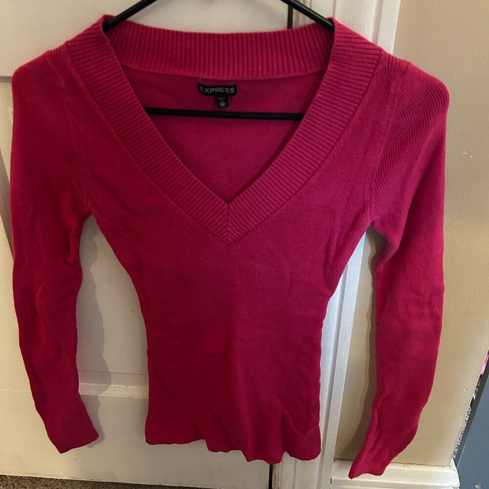 Express Women's Gently Worn Size XS Pink Sweater VNeck